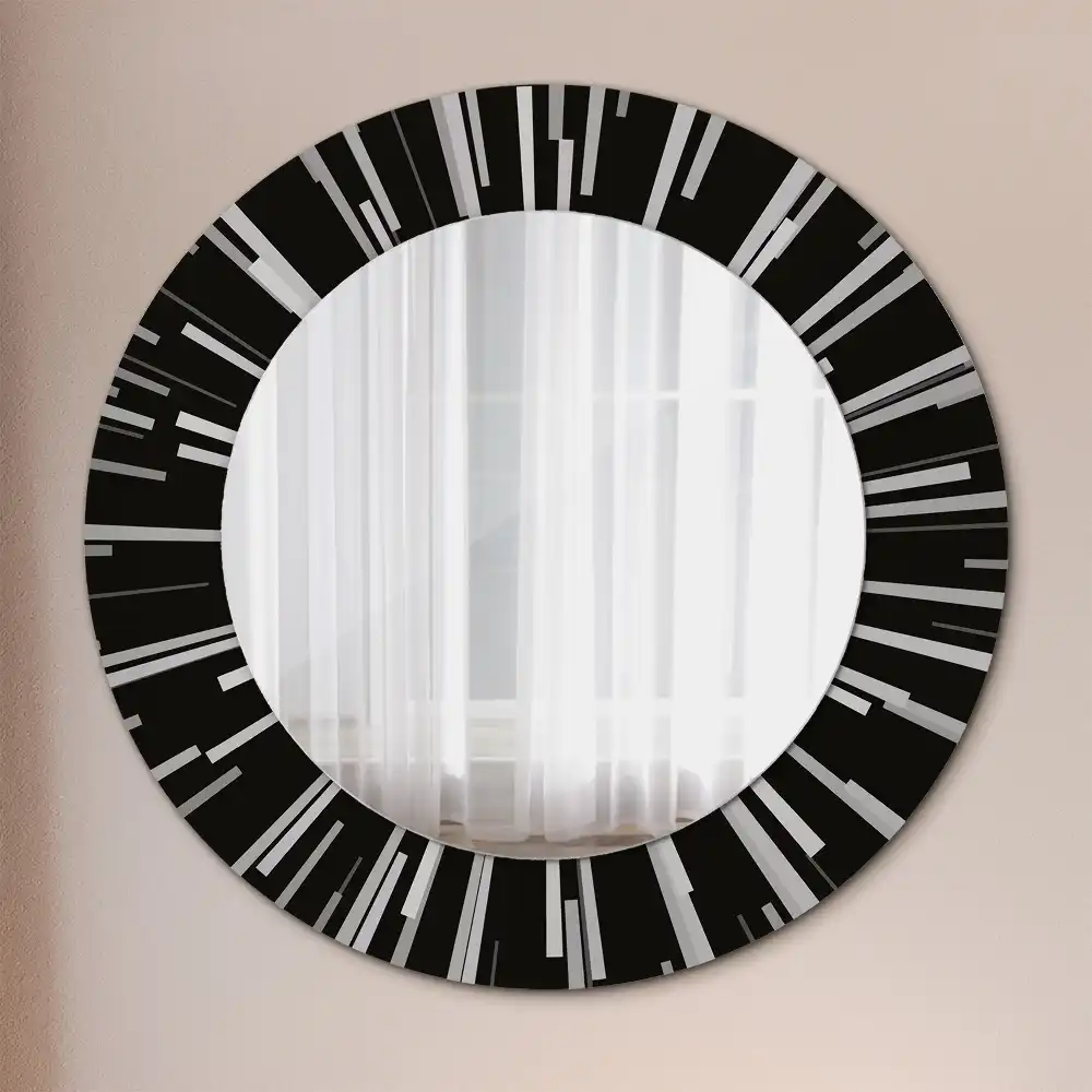 Miroir rond cadre avec impression composition rayonnante