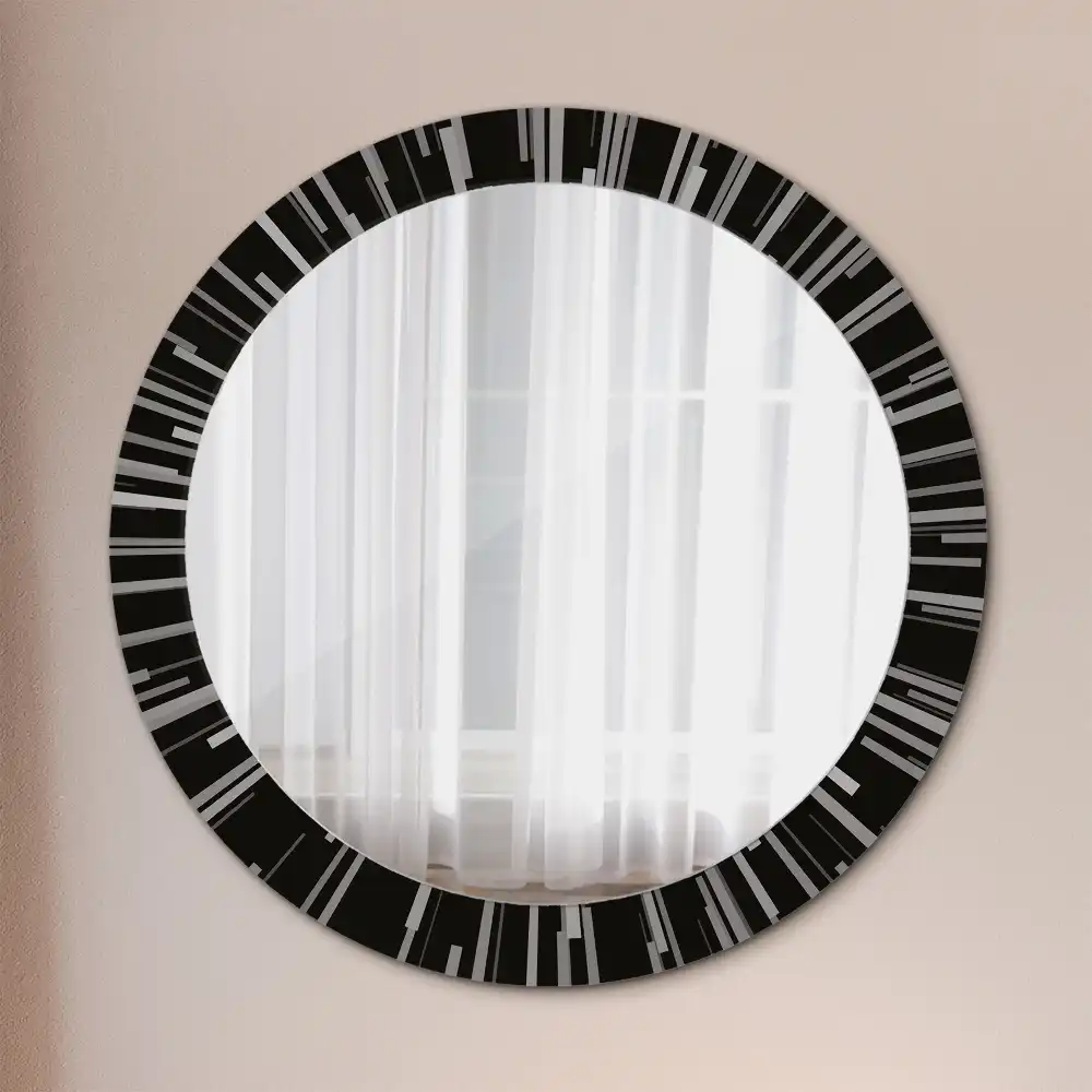 Miroir rond cadre avec impression composition rayonnante