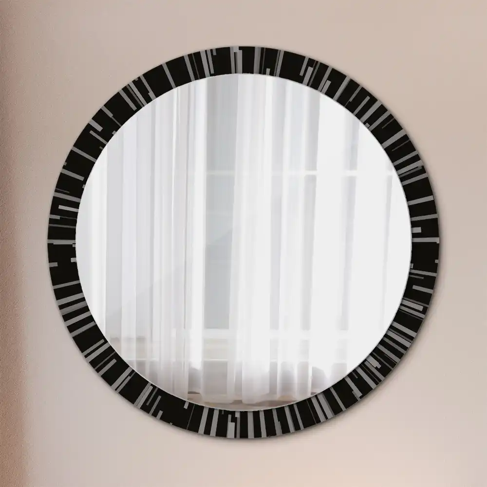 Miroir rond cadre avec impression composition rayonnante