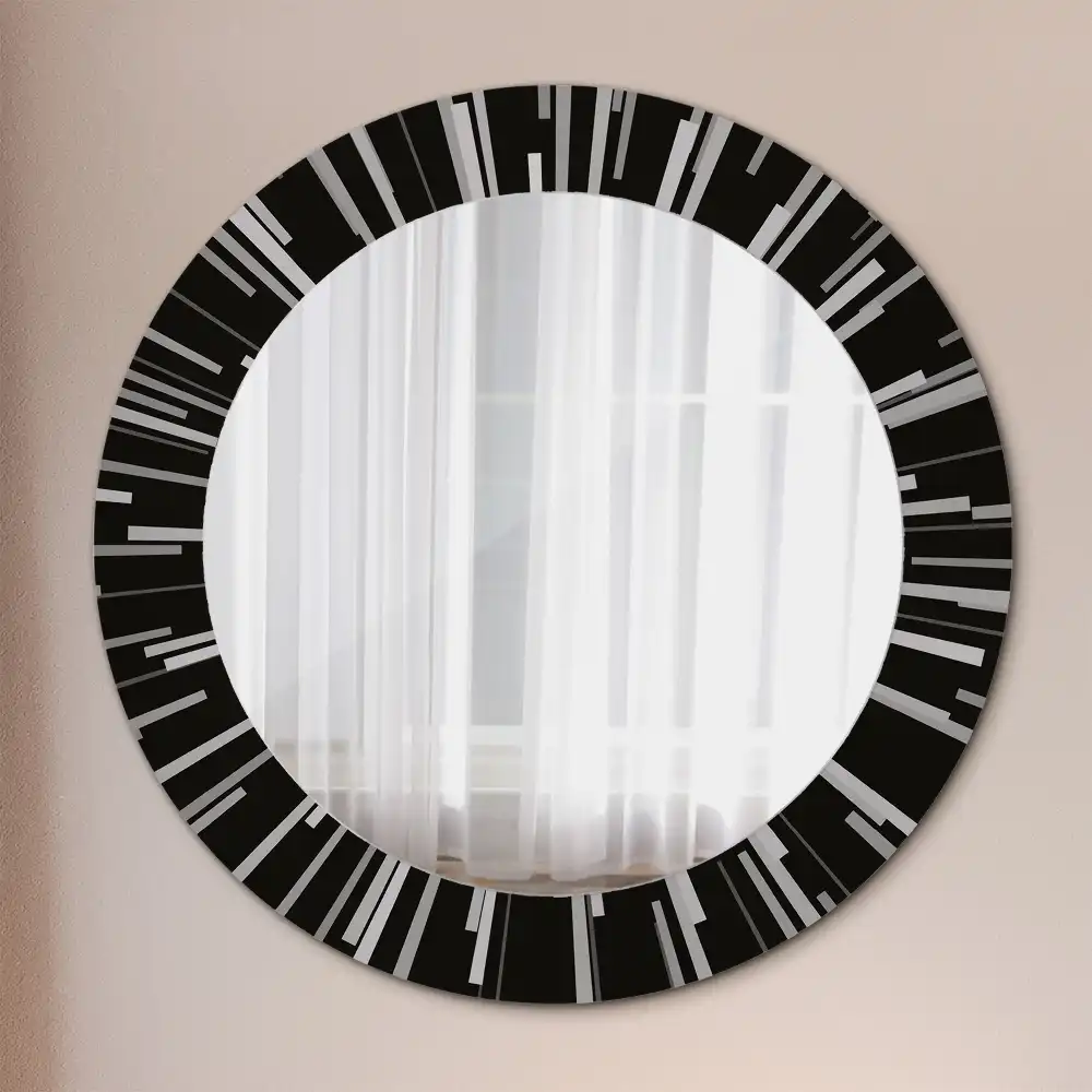 Miroir rond cadre avec impression composition rayonnante