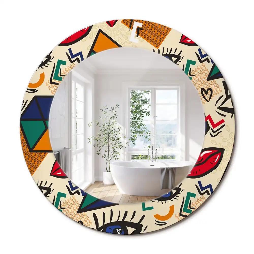 Miroir rond avec décoration esthétique pop art