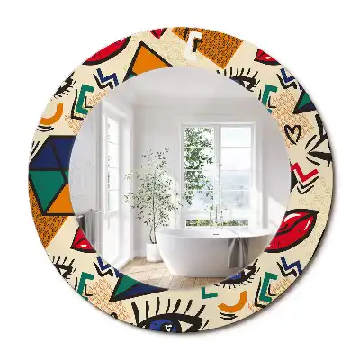 Miroir rond avec décoration esthétique pop art