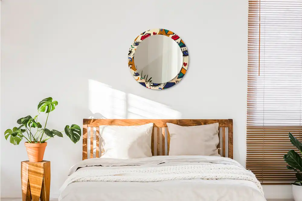 Miroir rond avec décoration esthétique pop art