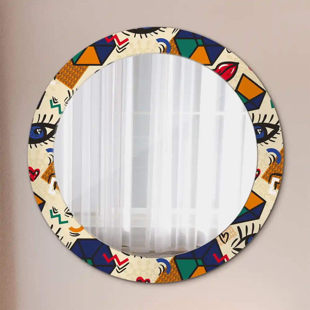 Miroir rond avec décoration esthétique pop art