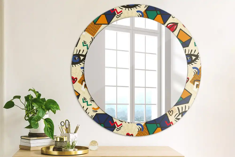 Miroir rond avec décoration esthétique pop art