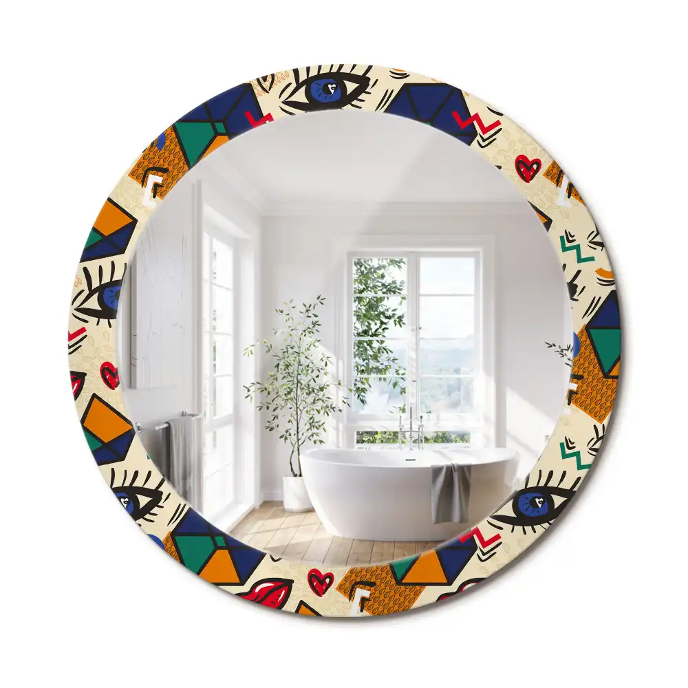 Miroir rond avec décoration esthétique pop art