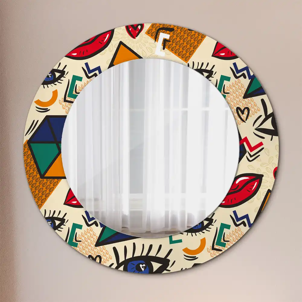 Miroir rond avec décoration esthétique pop art