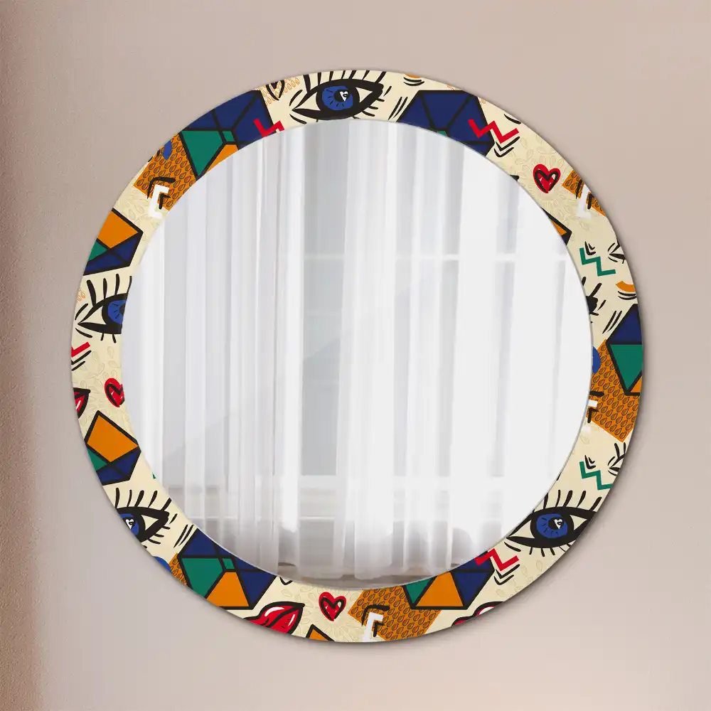Miroir rond avec décoration esthétique pop art