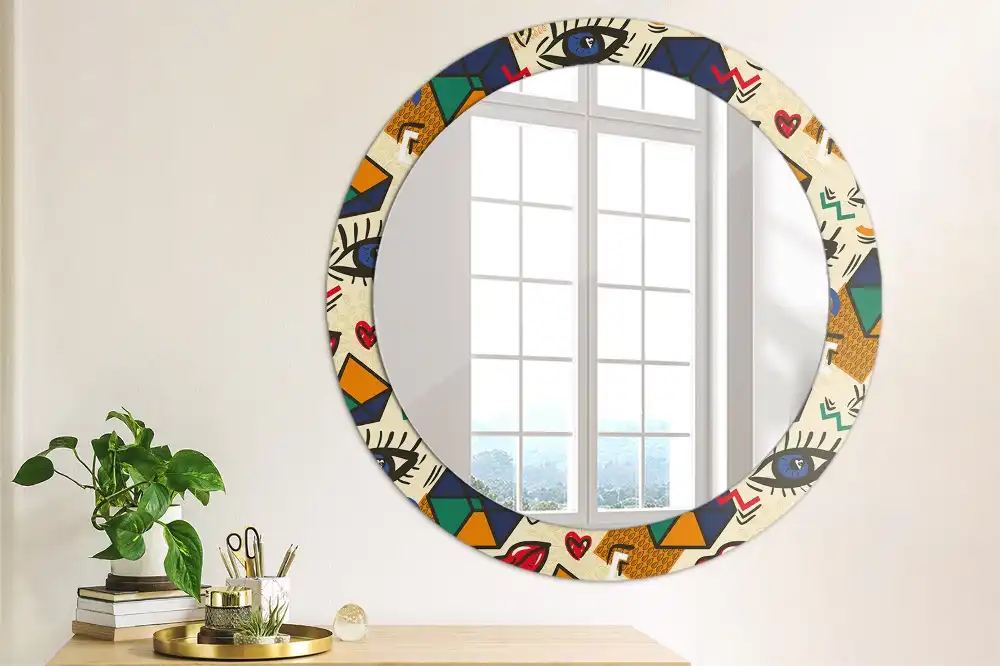 Miroir rond avec décoration esthétique pop art