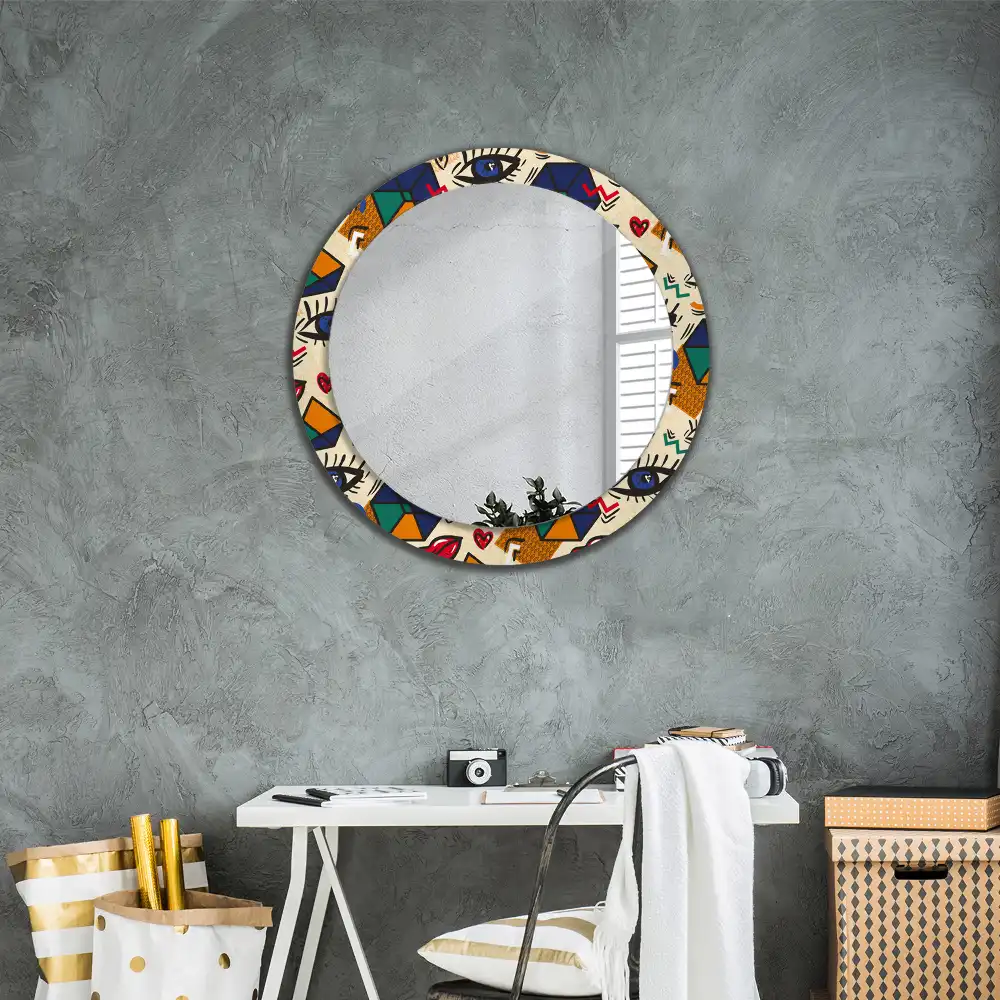 Miroir rond avec décoration esthétique pop art