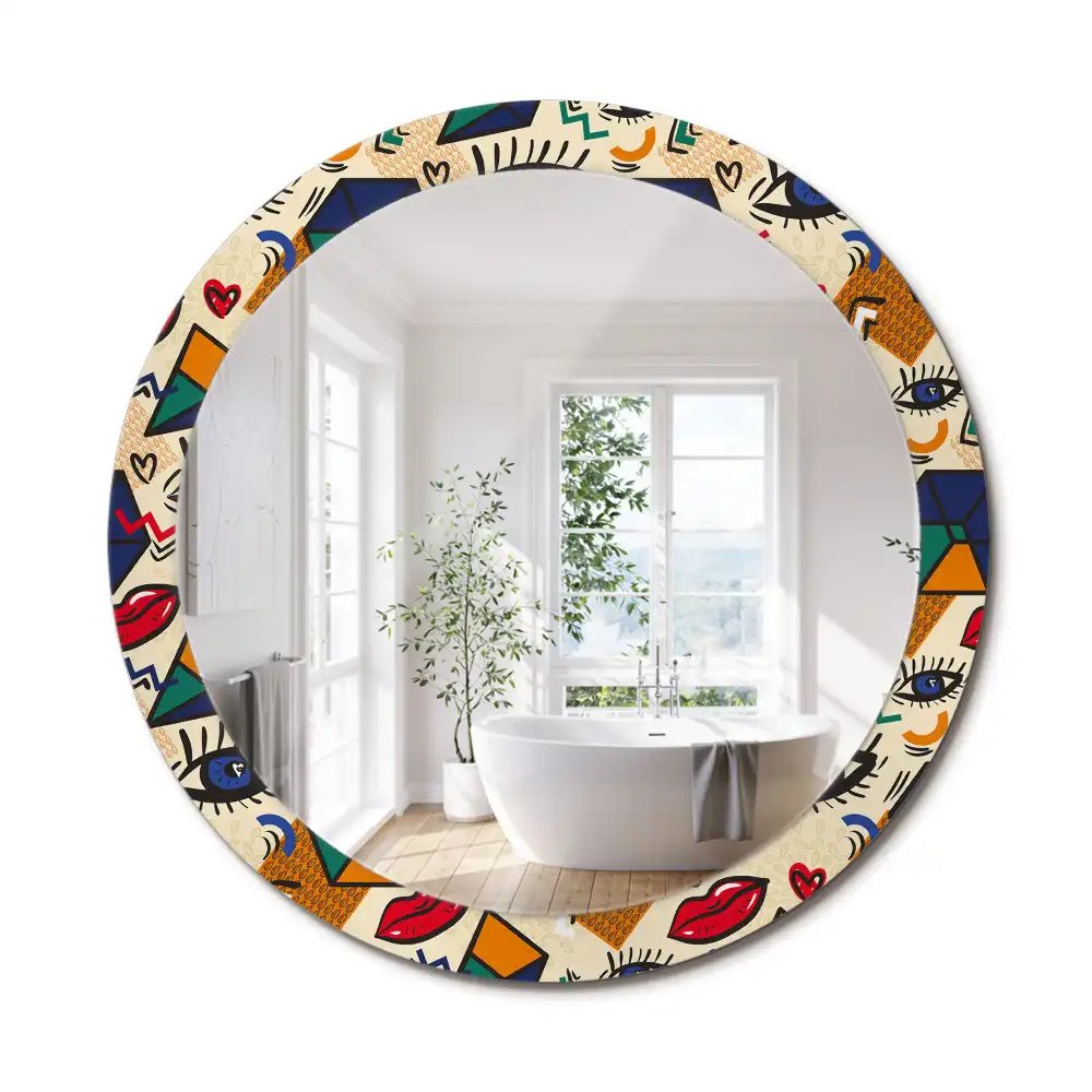 Miroir rond avec décoration esthétique pop art