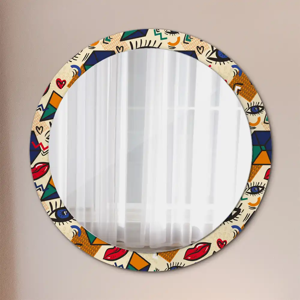 Miroir rond avec décoration esthétique pop art