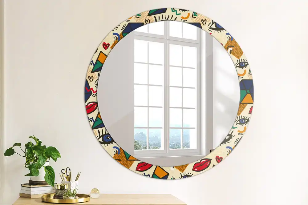 Miroir rond avec décoration esthétique pop art