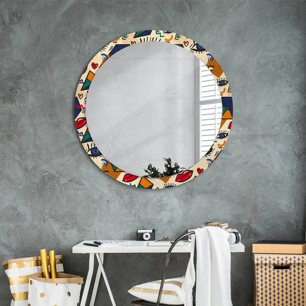 Miroir rond avec décoration esthétique pop art