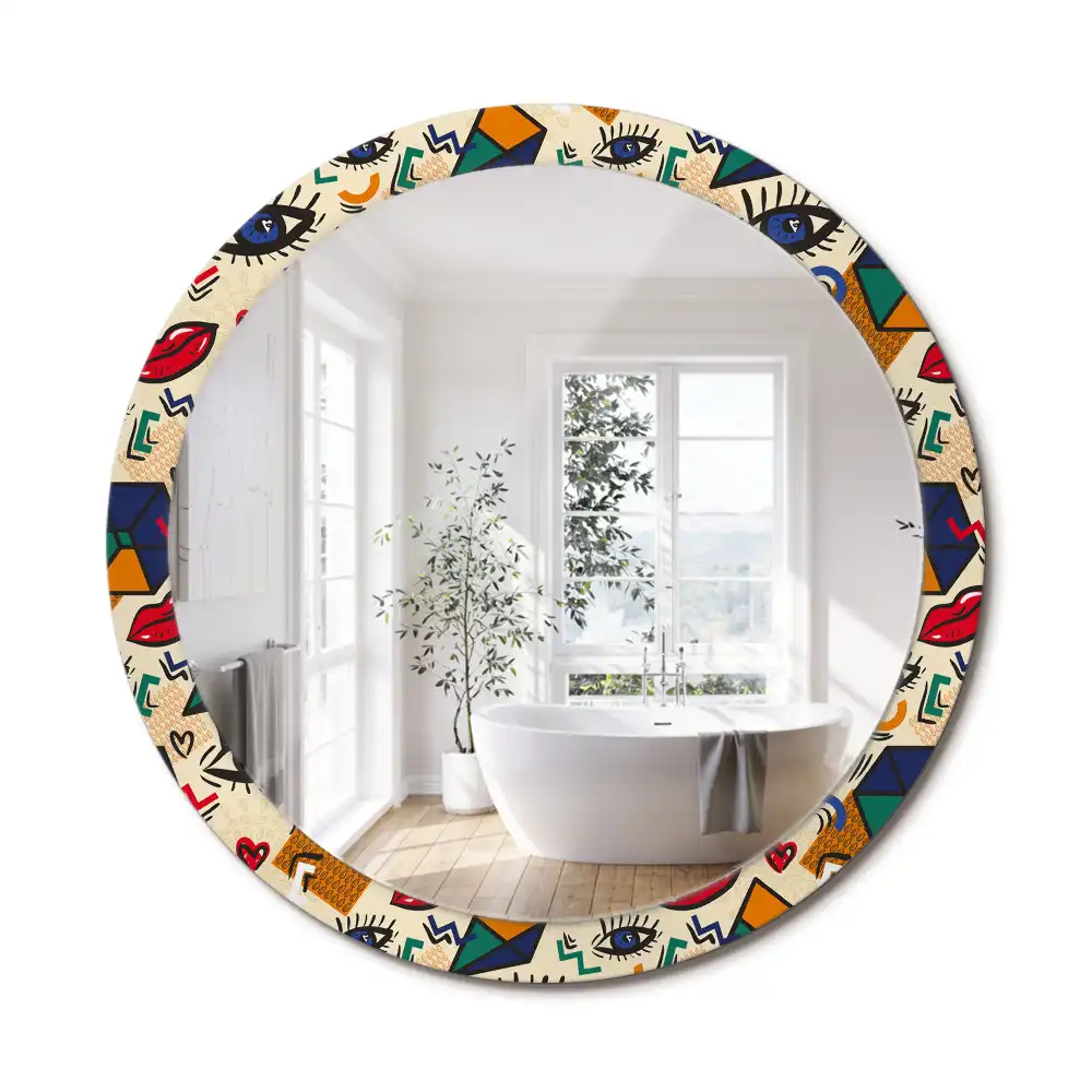 Miroir rond avec décoration esthétique pop art