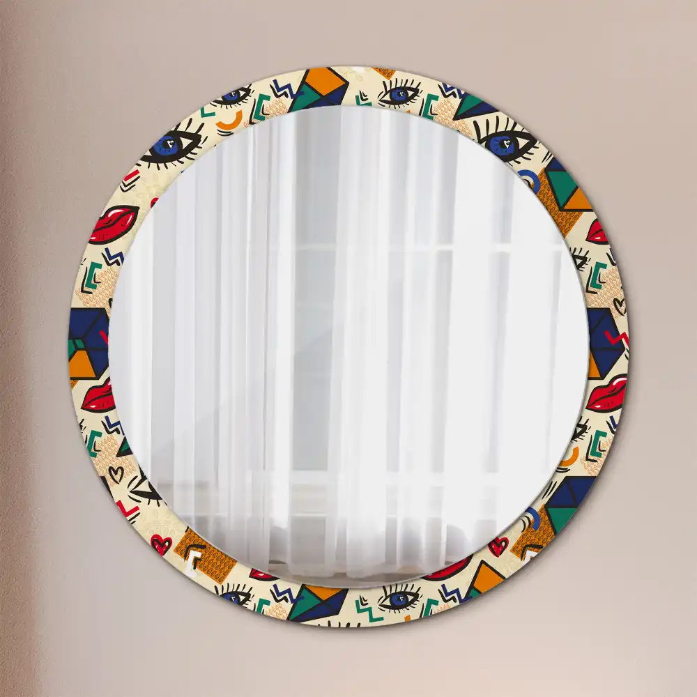 Miroir rond avec décoration esthétique pop art