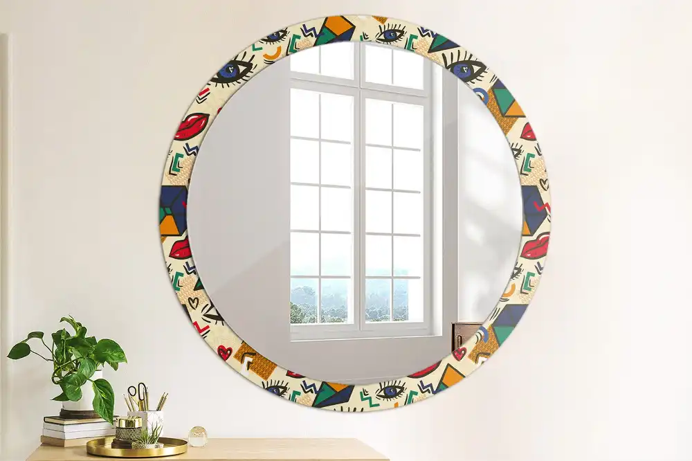 Miroir rond avec décoration esthétique pop art