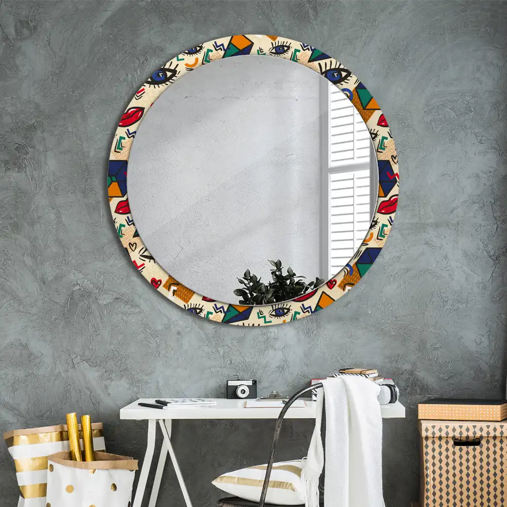Miroir rond avec décoration esthétique pop art