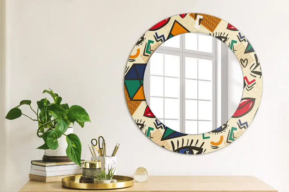 Miroir rond avec décoration esthétique pop art