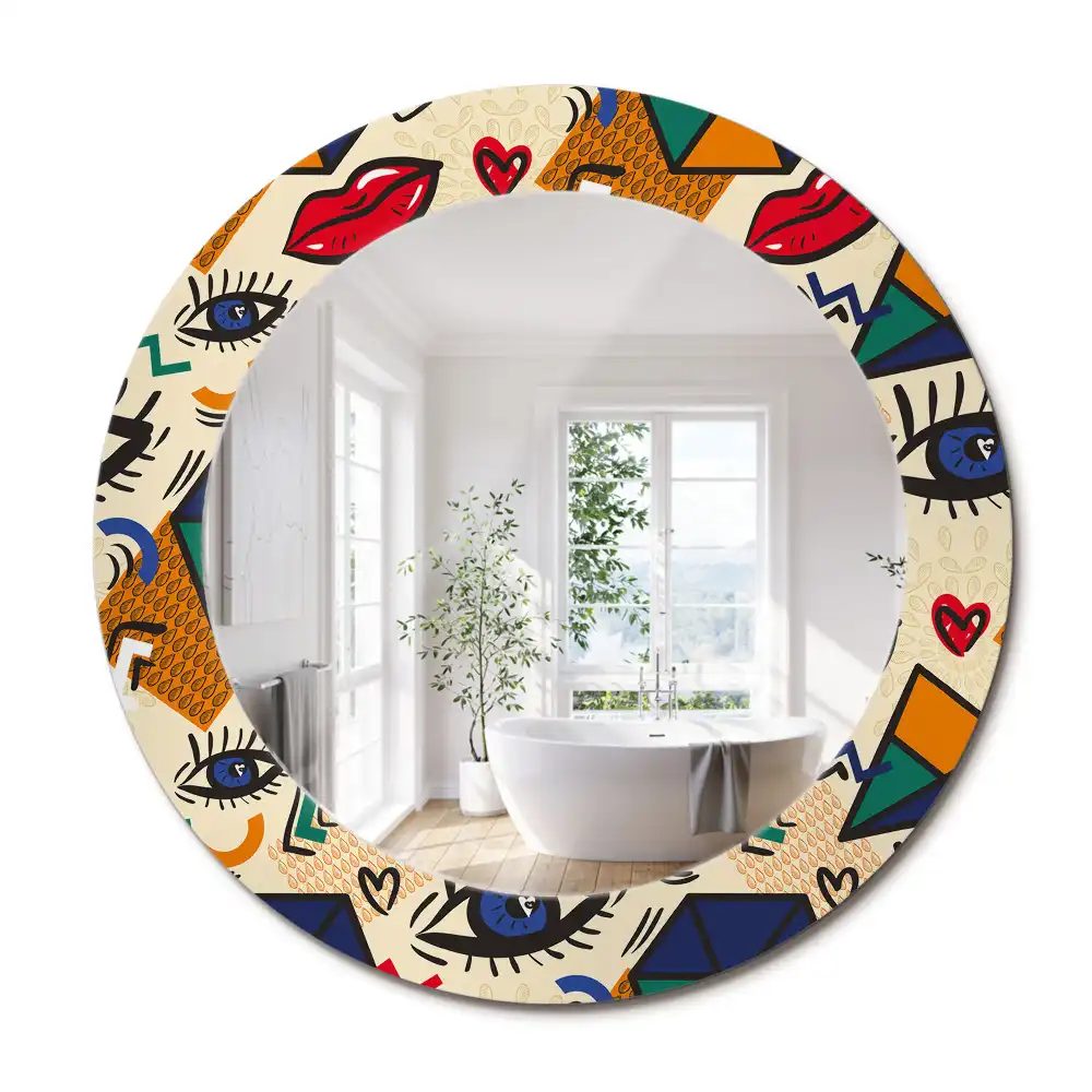 Miroir rond avec décoration esthétique pop art