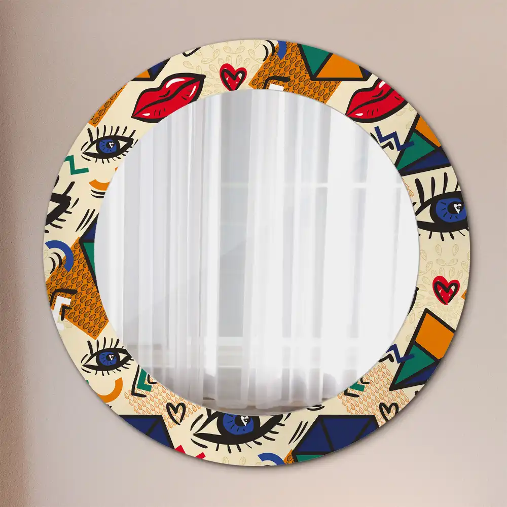 Miroir rond avec décoration esthétique pop art