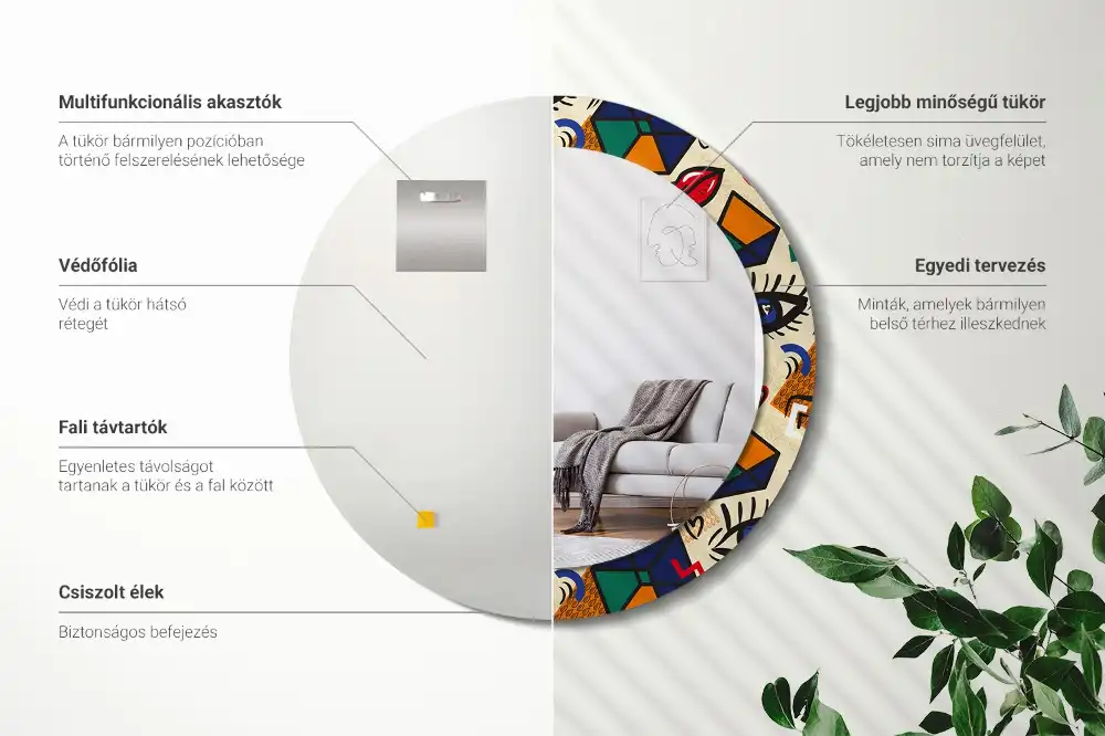 Miroir rond avec décoration esthétique pop art