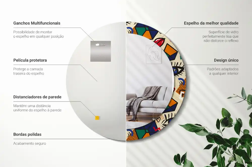 Miroir rond avec décoration esthétique pop art