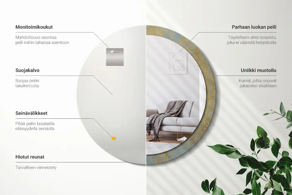 Miroir rond imprimé motif style loft
