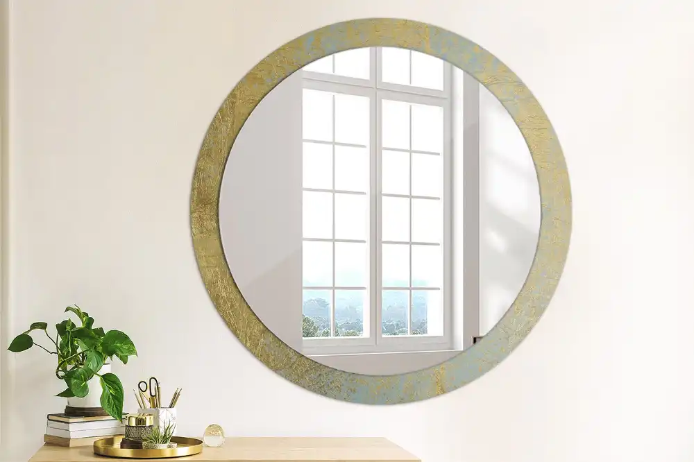 Miroir rond imprimé motif style loft