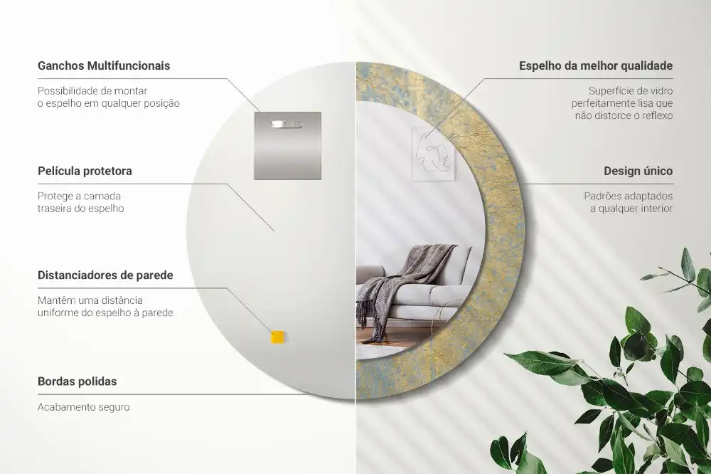 Miroir rond imprimé motif style loft