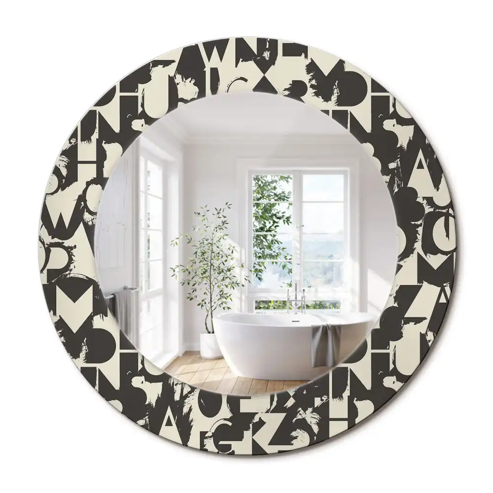 Miroir rond cadre imprimé lettres