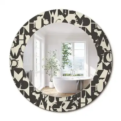 Miroir rond cadre imprimé lettres