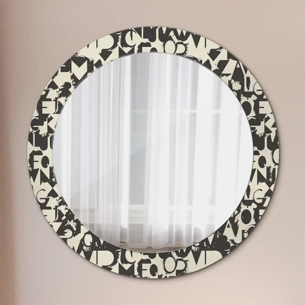 Miroir rond cadre imprimé lettres