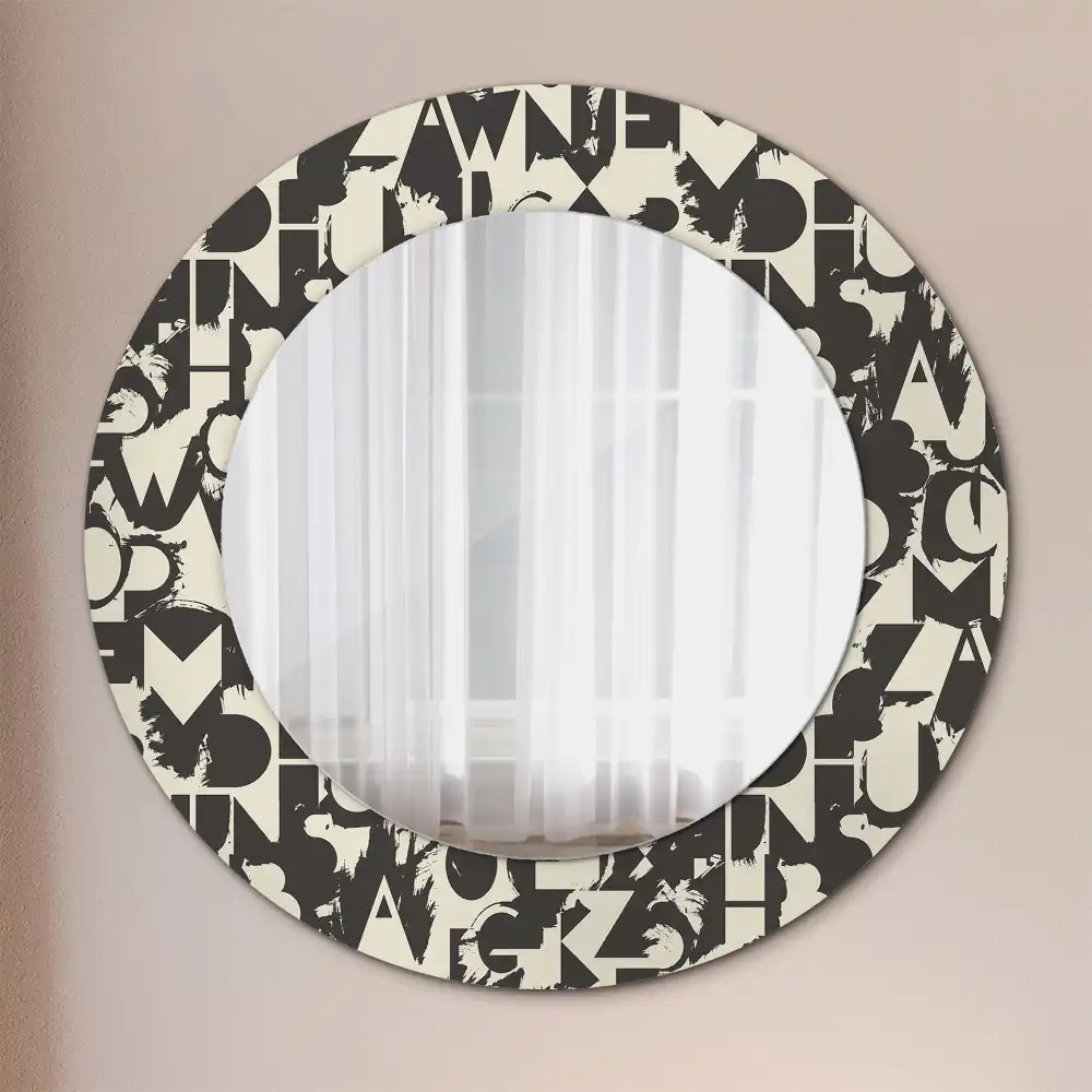 Miroir rond cadre imprimé lettres