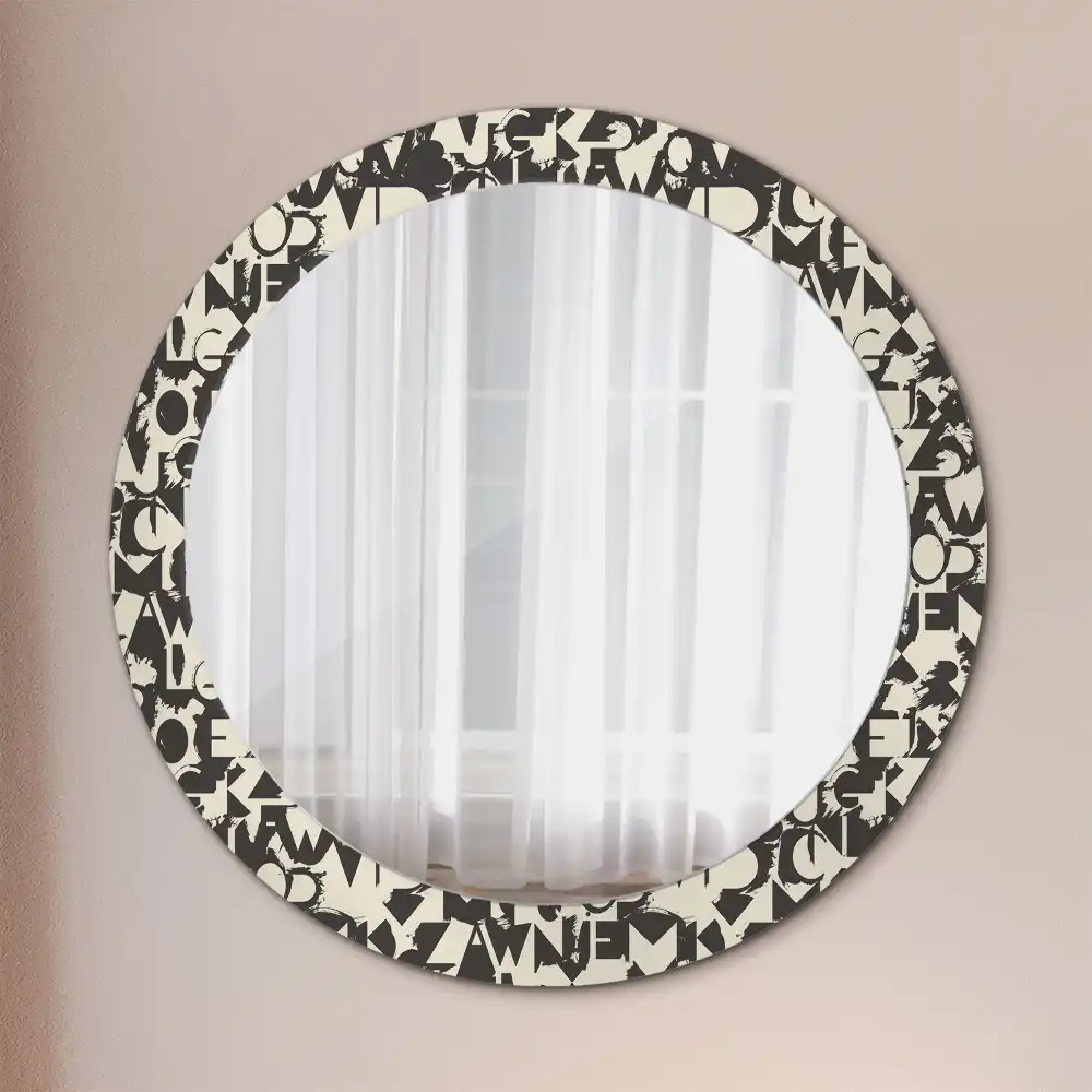 Miroir rond cadre imprimé lettres