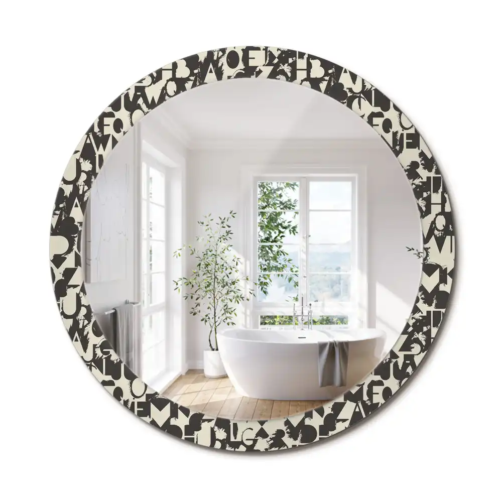 Miroir rond cadre imprimé lettres
