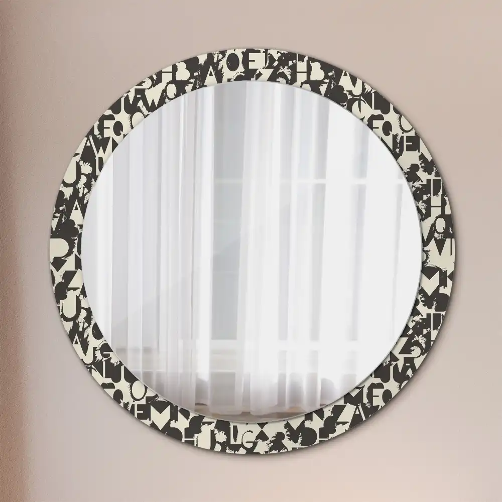 Miroir rond cadre imprimé lettres