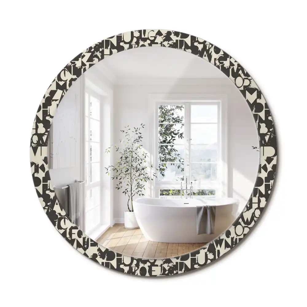 Miroir rond cadre imprimé lettres
