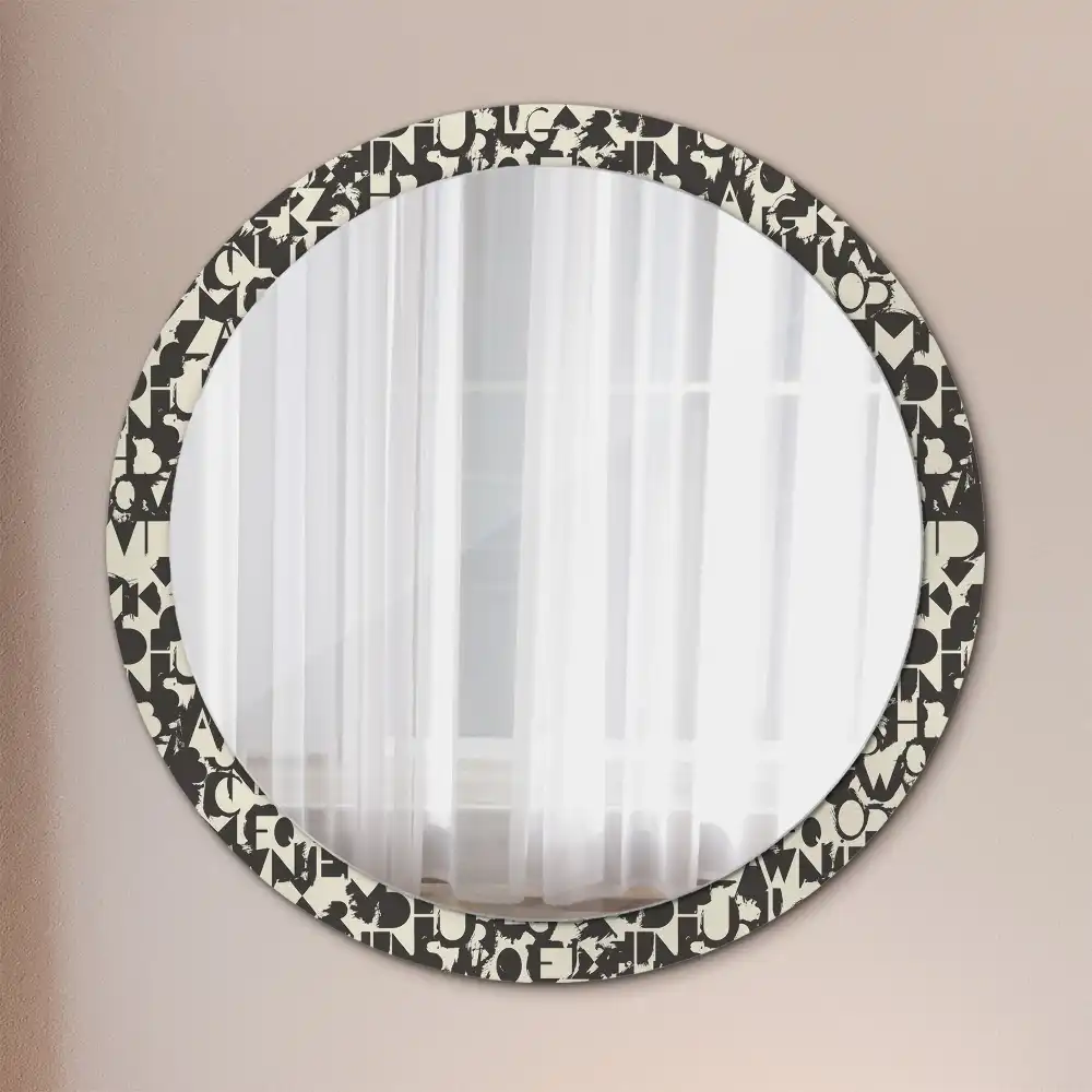 Miroir rond cadre imprimé lettres