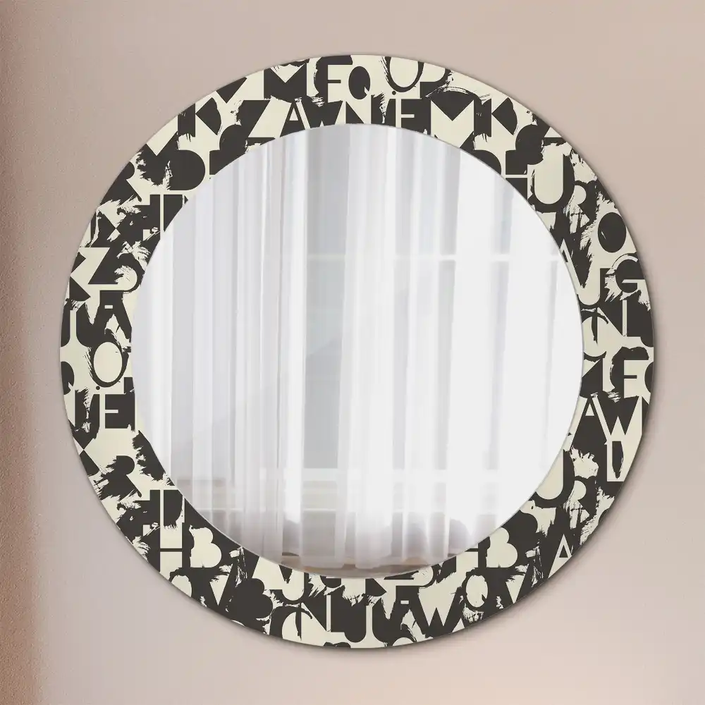Miroir rond cadre imprimé lettres