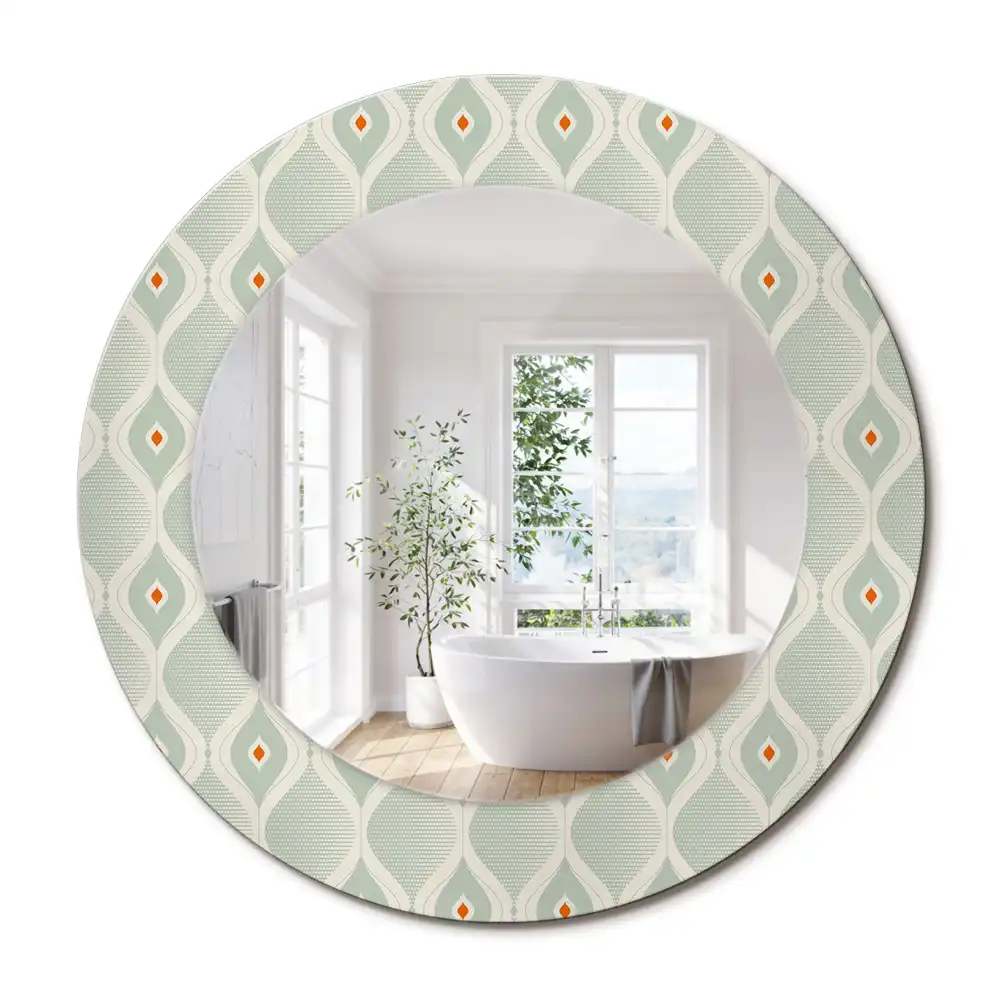 Miroir rond cadre avec impression motif vintage traditionnel
