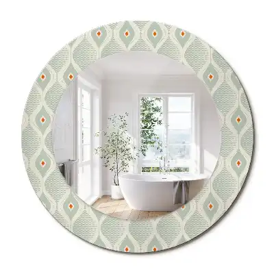 Miroir rond cadre avec impression motif vintage traditionnel