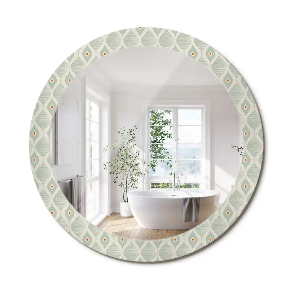 Miroir rond cadre avec impression motif vintage traditionnel