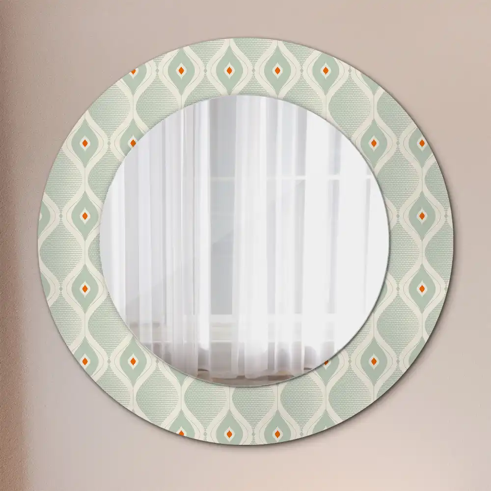 Miroir rond cadre avec impression motif vintage traditionnel
