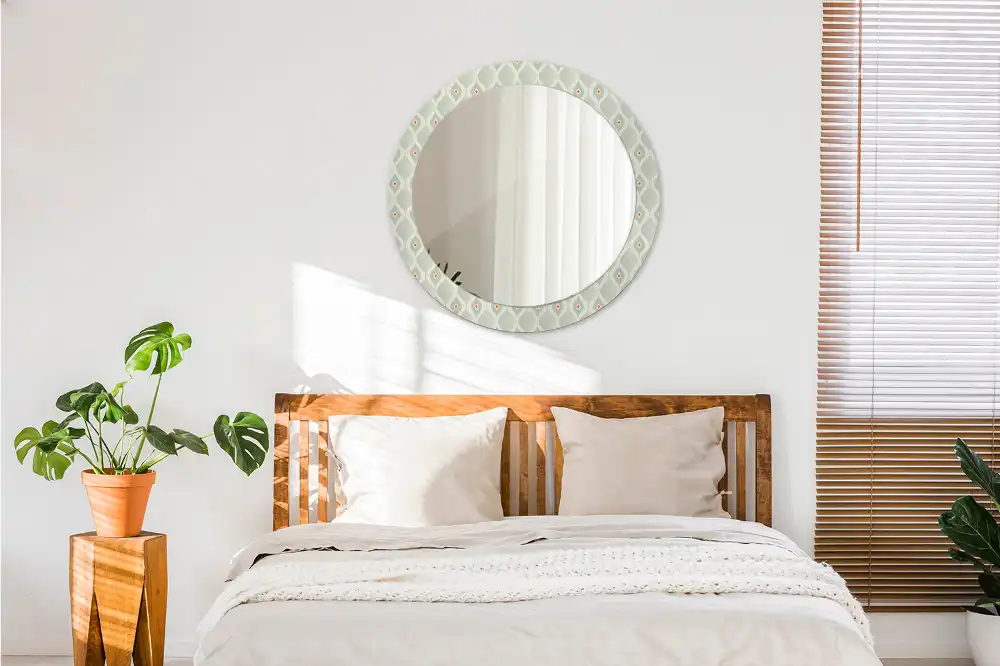 Miroir rond cadre avec impression motif vintage traditionnel