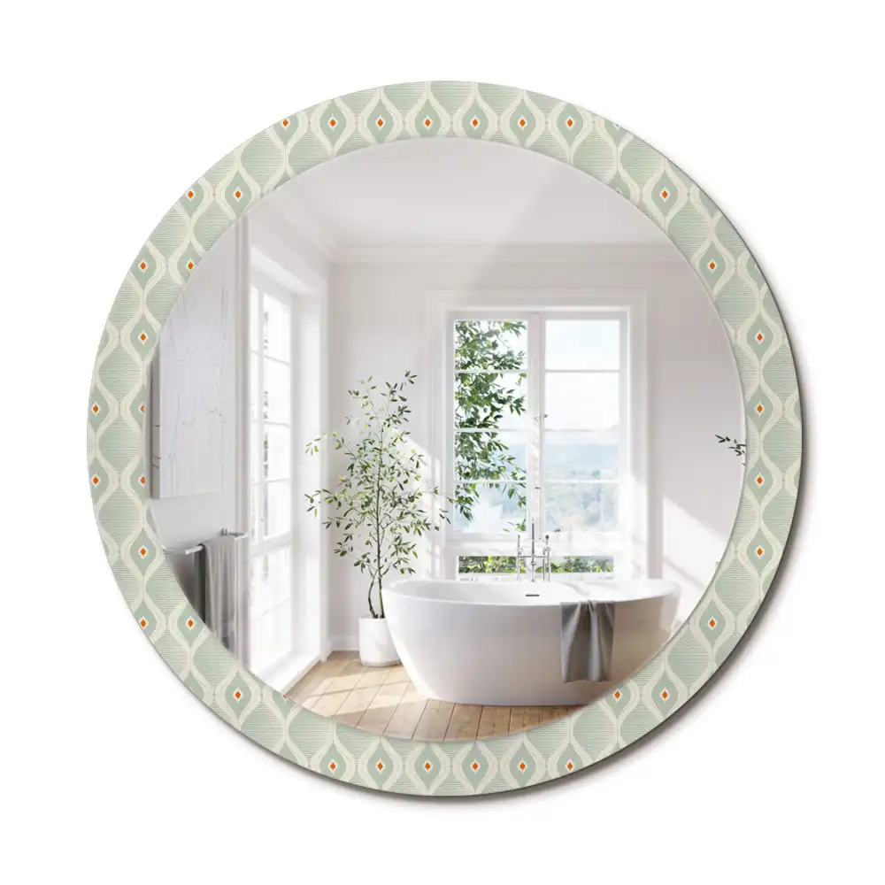 Miroir rond cadre avec impression motif vintage traditionnel
