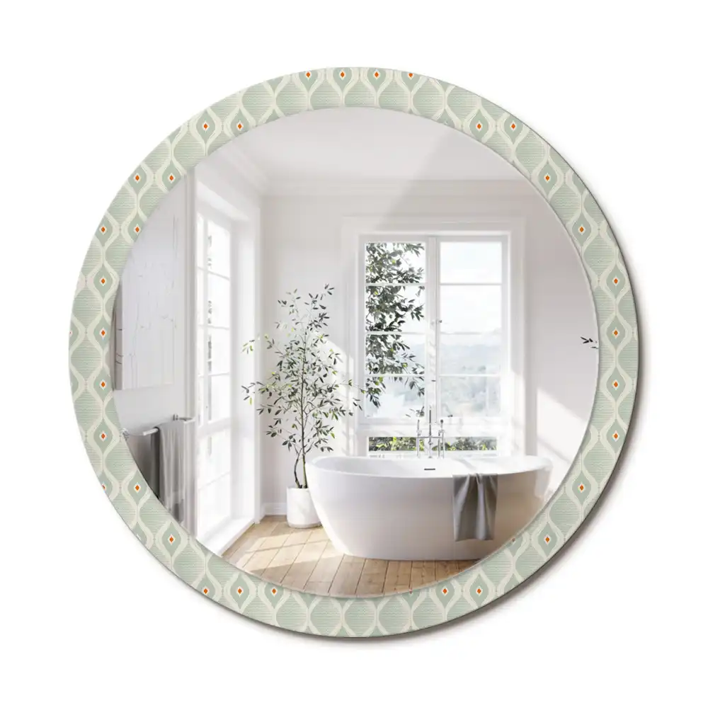 Miroir rond cadre avec impression motif vintage traditionnel