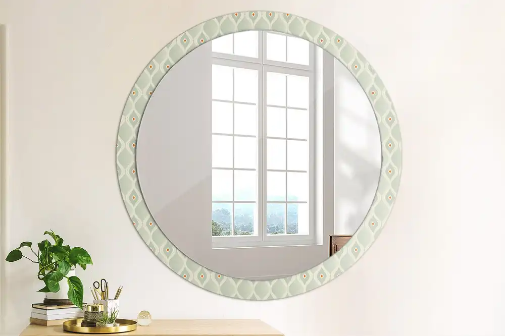 Miroir rond cadre avec impression motif vintage traditionnel