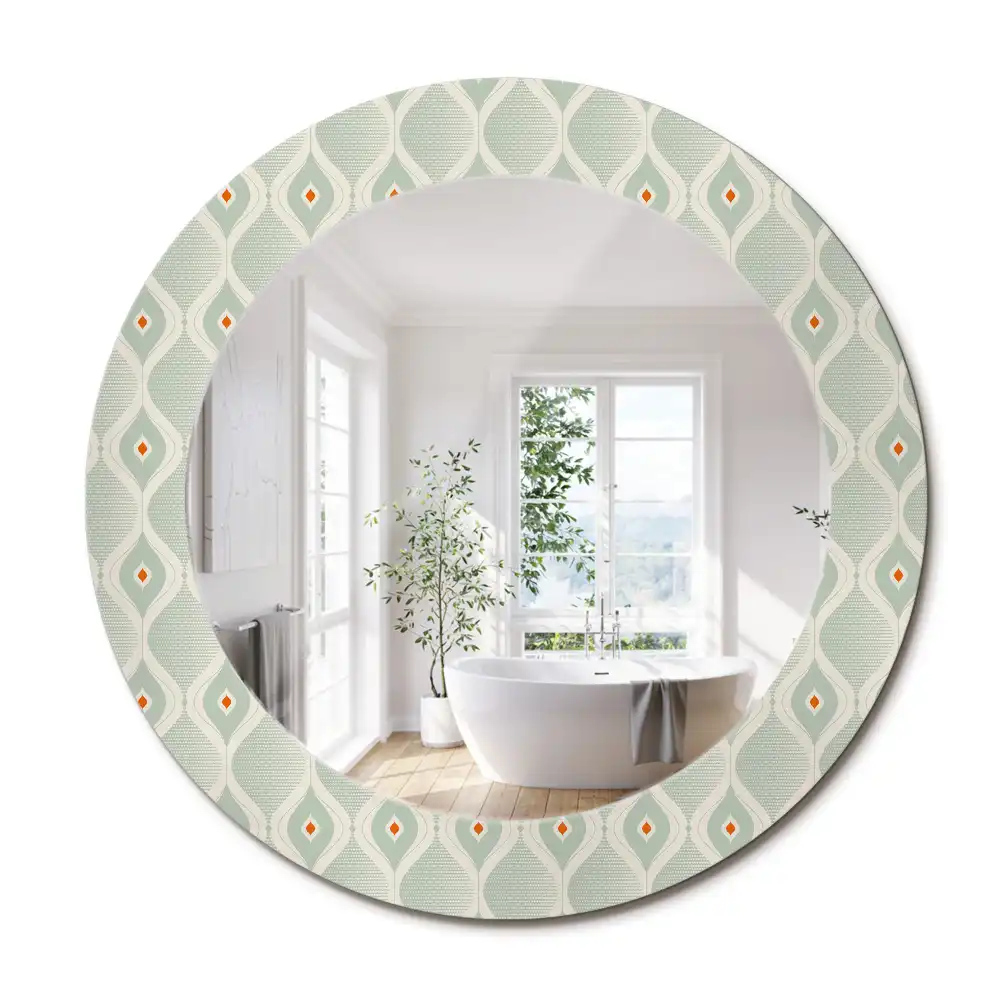 Miroir rond cadre avec impression motif vintage traditionnel