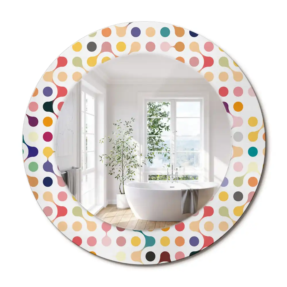Miroir rond imprimé pois style pop art